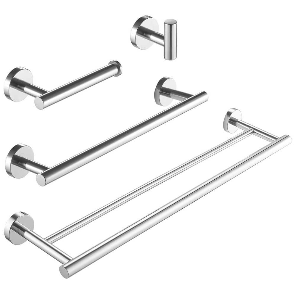 4-Piece Bath Hardware with Towel Bar Towel Rack Towel Hook and Toilet Paper Holder Set in Polished Chrome price history on PriceWatchPro
