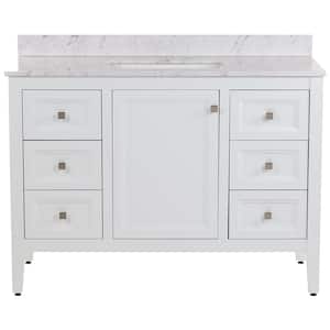 Darcy 49 in. W x 22 in. D x 39 in. H Single Sink Freestanding Bath Vanity in White with Lunar Cultured Marble Top