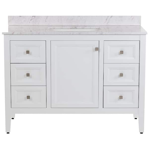 Darcy 49 in. Single Sink White Bath Vanity with Lunar Cultured Marble Top (Assembled)