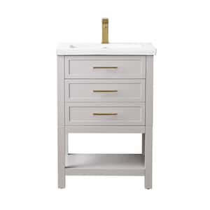 Arlo 24 in. W x 18 in. D x 34 in. H Bath Vanity in Taupe with Ceramic Vanity Top in White Top with White Sink