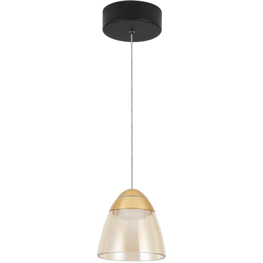 Roma Contemporary Gold LED Pendant Light with Glass Shade