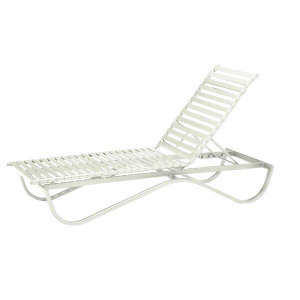 Tradewinds Scandia White Commercial Strap Stackable Patio Chaise Lounge