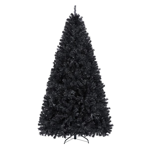 Unlit Hinged Fir Artificial Christmas Tree with Foldable Stand, Black