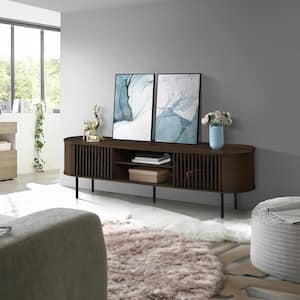 New Classic Furniture Brax 71 in. Walnut Wood TV Console Fits TV's up to 82 in.