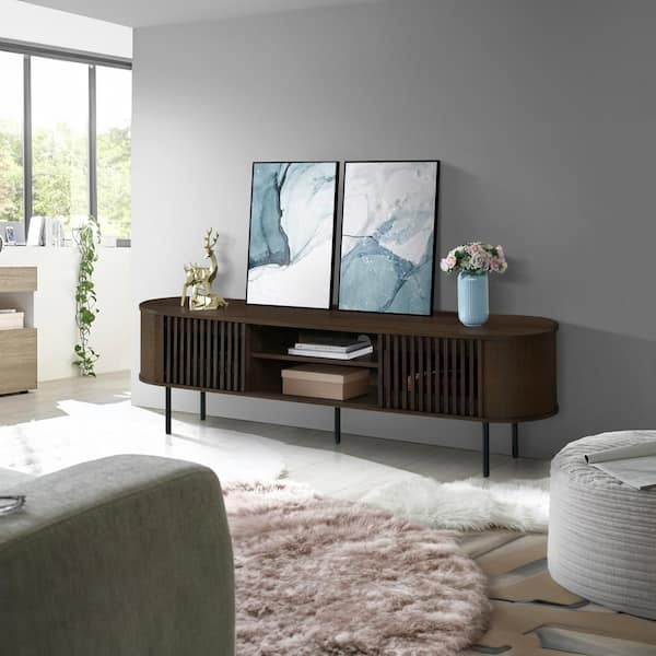 NEW CLASSIC HOME FURNISHINGS New Classic Furniture Brax 71 in. Walnut Wood TV Console Fits TV's up to 82 in.