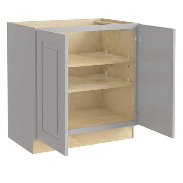 Home Decorators Collection Grayson Pearl Gray Painted Plywood Shaker Assembled Bath Cabinet Soft Close 33 in W x 21 in D x 34.5 in H