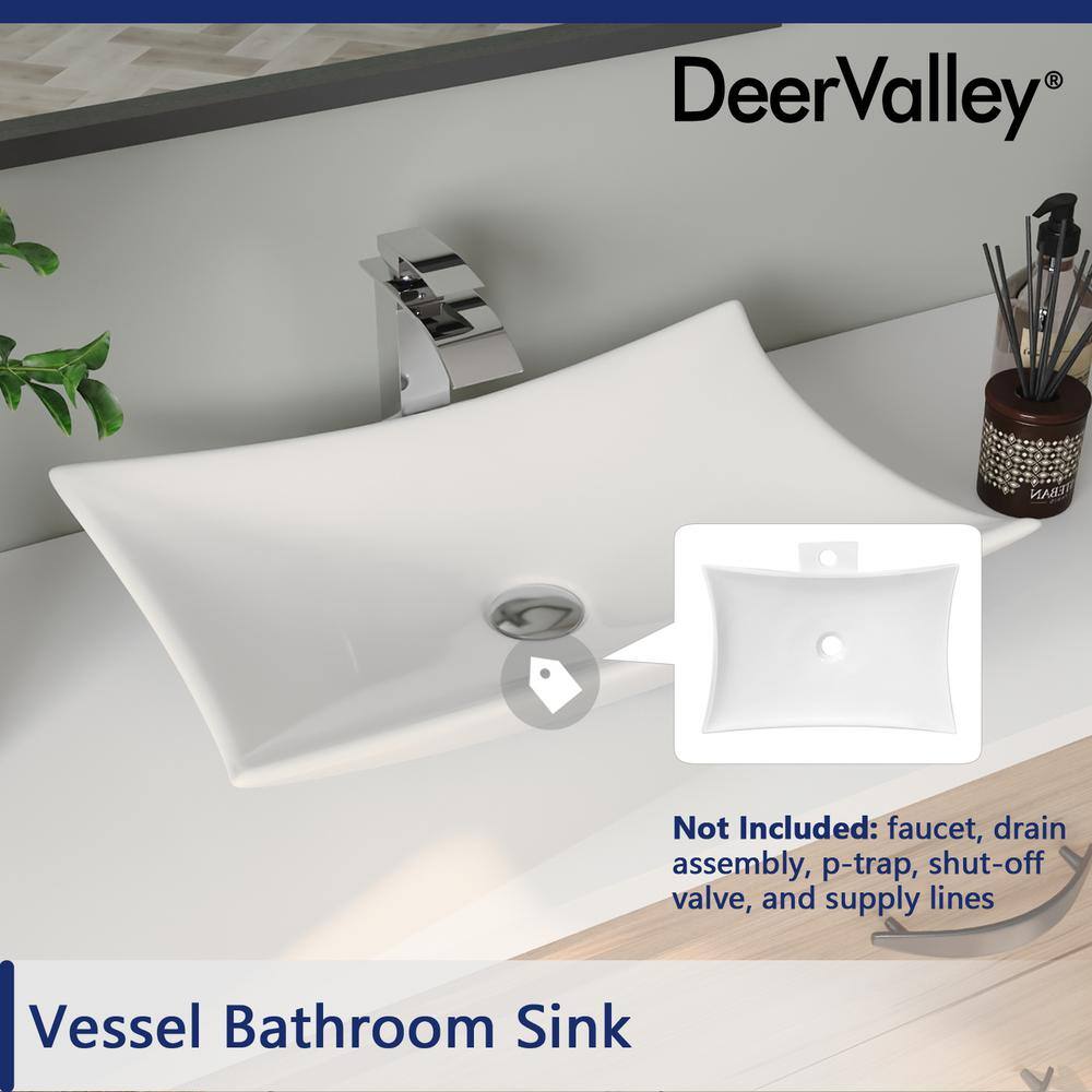 Prism White Ceramic Rectangular Above-Counter Vessel Sink