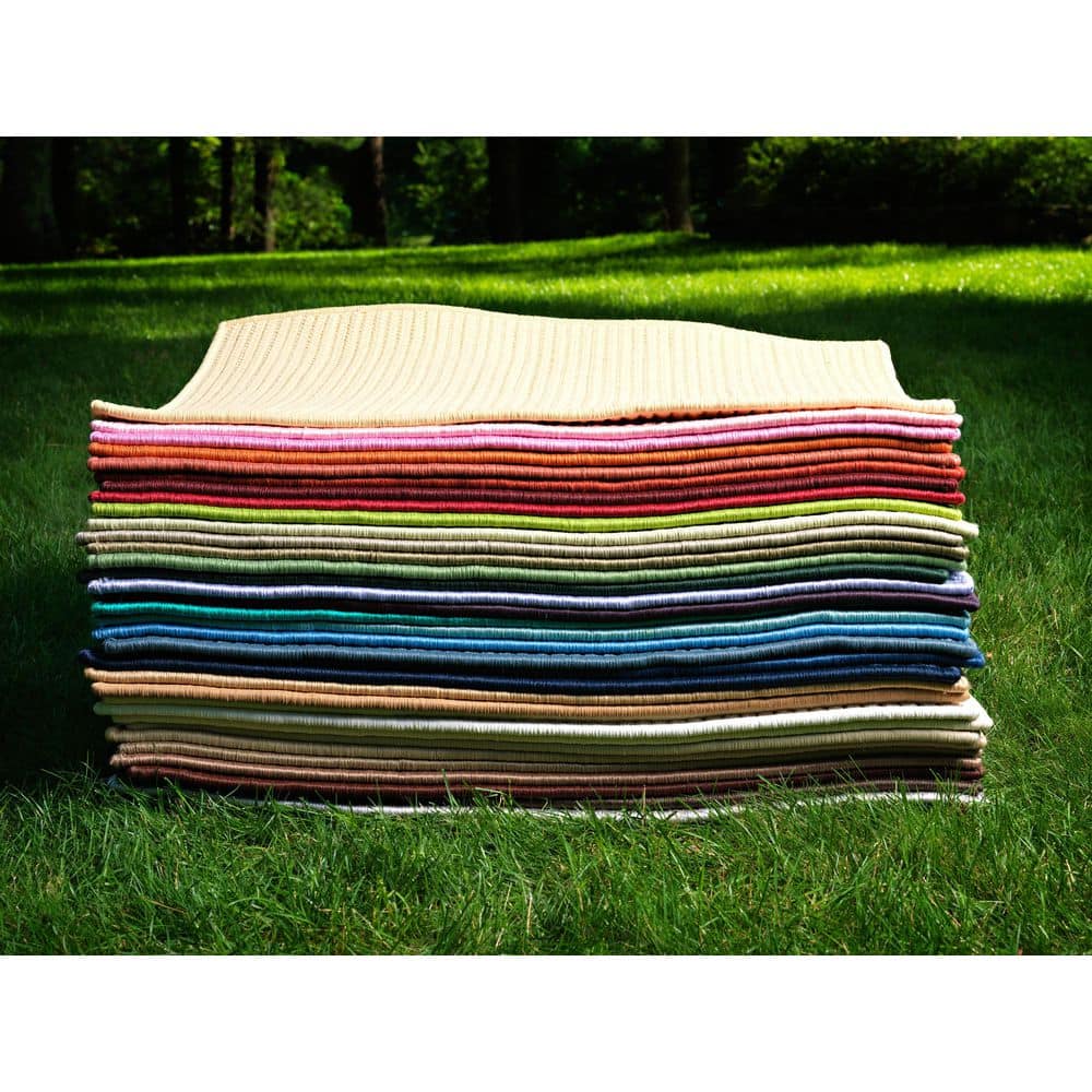 Turquoise Braided Square Outdoor Rug, 4' x 4', Synthetic