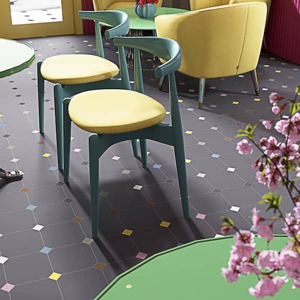 Vaudeville Octagon Antracita with Taco Multi 8 in. x 8 in. Porcelain Floor and Wall Tile (11.25 sq. ft. /Case)