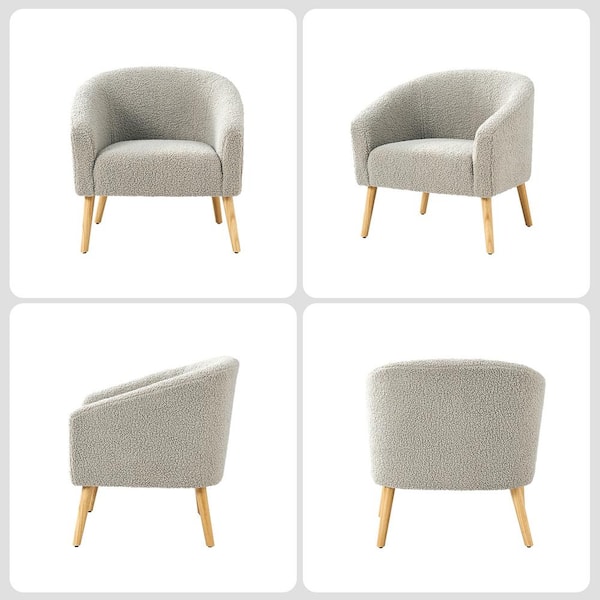 Rose Modern Grey 30 in. W Boucle Armchair with Solid Wood Legs Set of 2