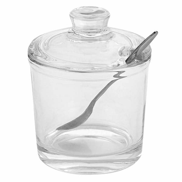HomeRoots Amelia 4 in. W x 5 in. H x 4 in. D Round Clear Glass Kitchen Canisters and Jars