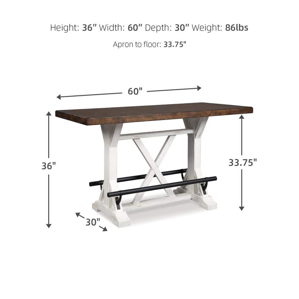 Valebeck Brown and White Reclaimed Wood Counter Height Table