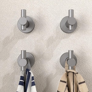 NestPro 4-Pieces Wall Mounted J-Hook Round Bathroom Robe/Towel Hook in Gun Grey