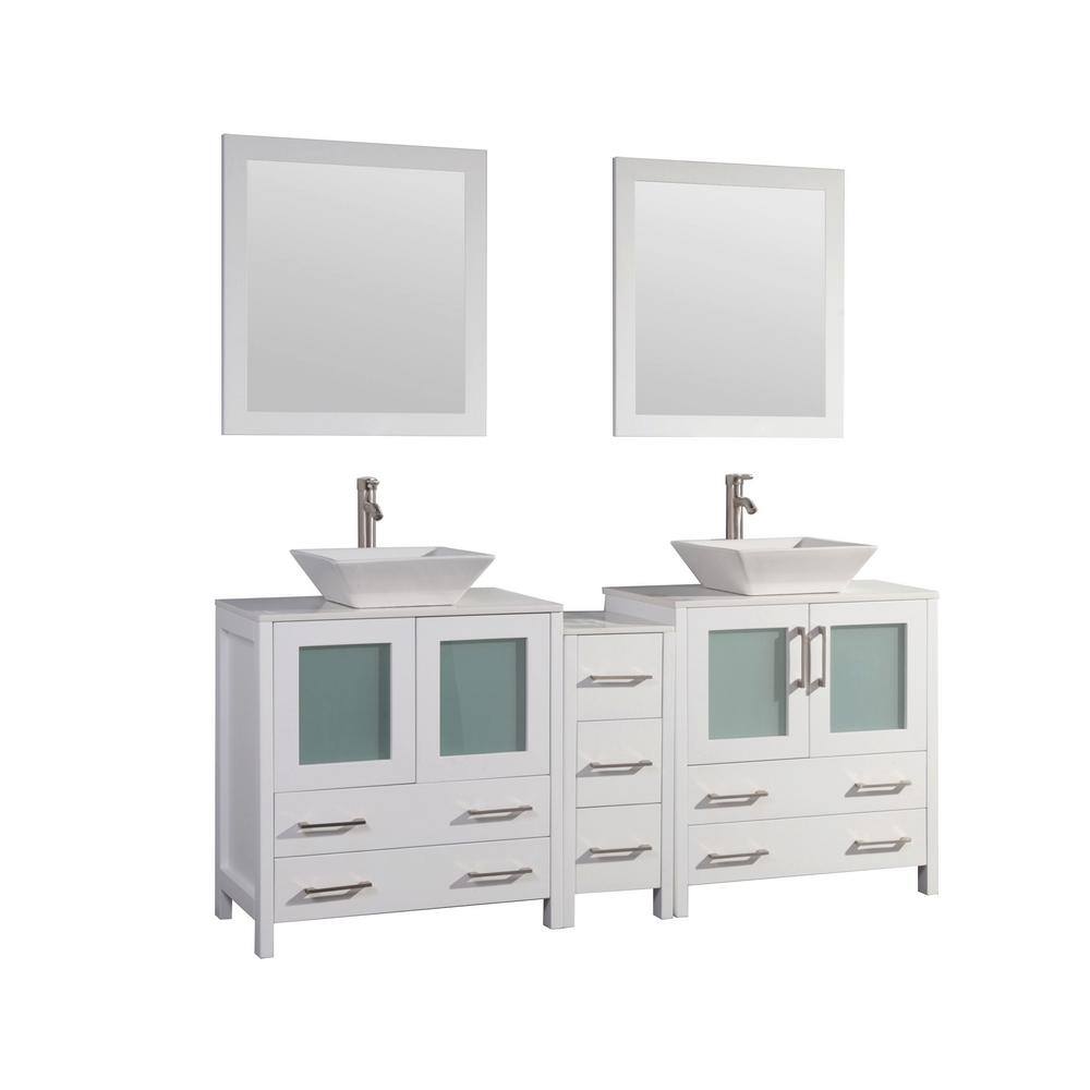 Vanity Art Ravenna 72 In W Bathroom Vanity In White With Double Basin In White Engineered 