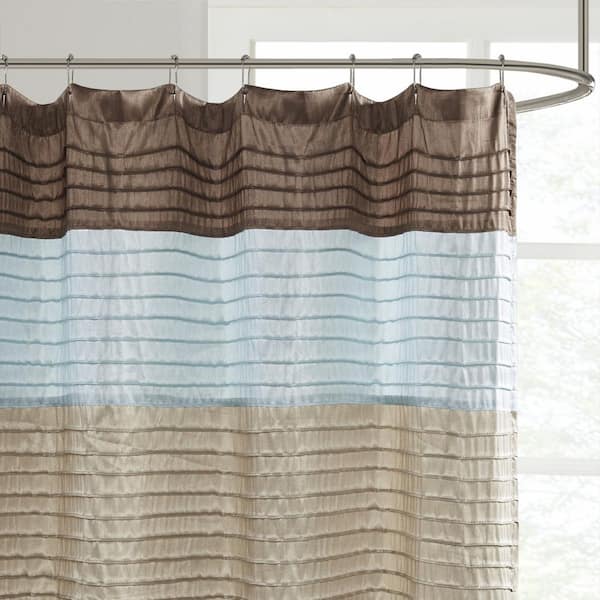 Amherst Blue 72 in. Faux Silk Shower Curtain