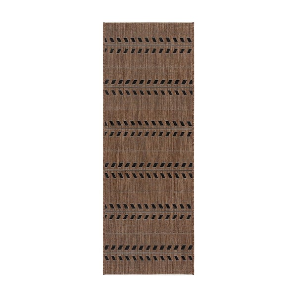 Paseo Moran Stripe Havana/Black 2 ft. x 6 ft. Striped Indoor/Outdoor Runner Rug