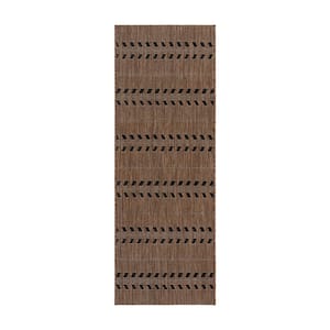Paseo Moran Stripe Havana/Black 2 ft. x 6 ft. Striped Indoor/Outdoor Runner Rug