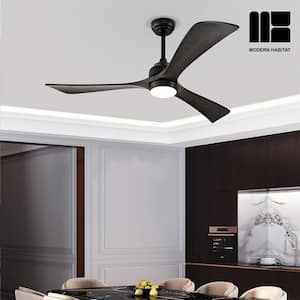 AuraVista 52 in.Indoor Black Ceiling Fan with LED Light Bulbs and Remote Control