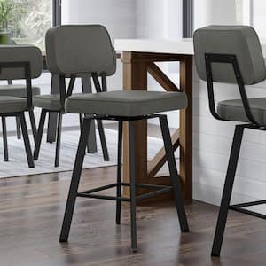 Clarkson 30 in. Black Metal Grey Polyurethane Bar Stool