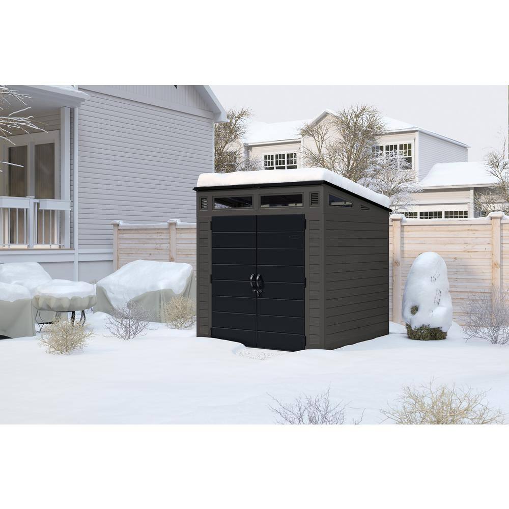 Modernist 7 ft. x 7 ft. Black Resin Storage Shed