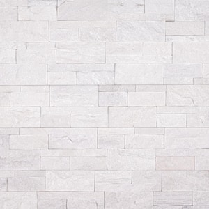 Arctic White Splitface Ledger Panel 9 in. x 24 in. Quartzite Wall Tile (4.5 sq. ft./Case)