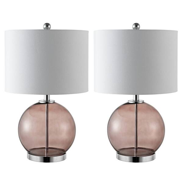 SAFAVIEH Lonni 22.5 in. Smoked Gray Glass Table Lamp TBL4219BSET2