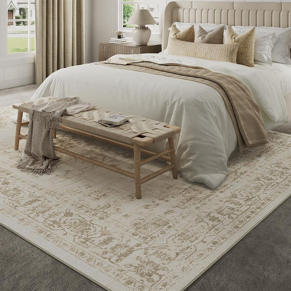 HaiiMeid Maria Taupe 8 ft. x 10 ft. Vintage Washable