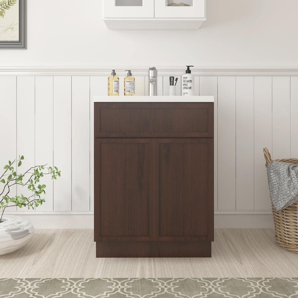 24" Brown Birch Plywood Freestanding Single Base Cabinet