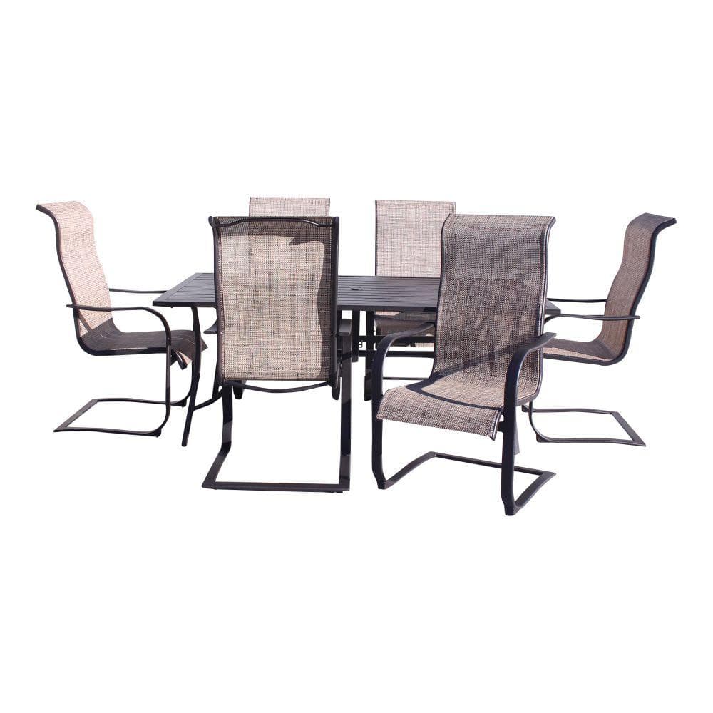 Courtyard Casual Santa Fe 7Piece Aluminum Outdoor Dining Set in Java