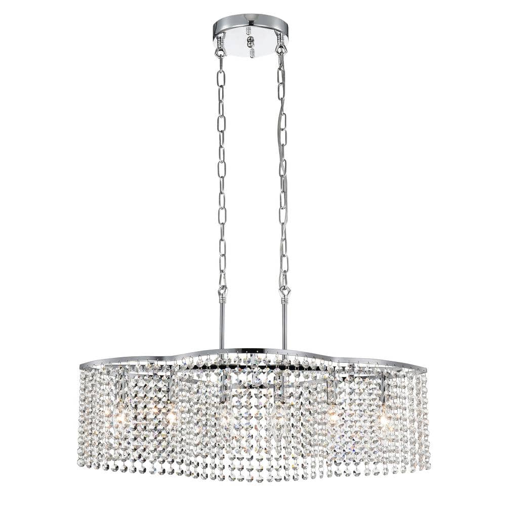 Parnas 6-Light Chrome Chandelier for Kitchen Island, Dining Room with No Bulbs Included price history on PriceWatchPro