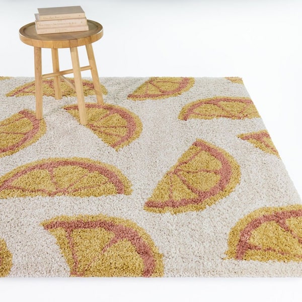 Avalon Yellow/Coral 5 ft. 3 in. x 7 ft. Kids Fruit Area Rug