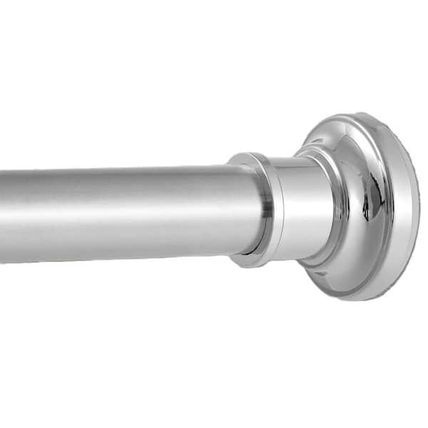30 in. to 124 in. Stainless Steel Adjustable Tension Shower Curtain Rod in Silver, No Drill, Non Slip