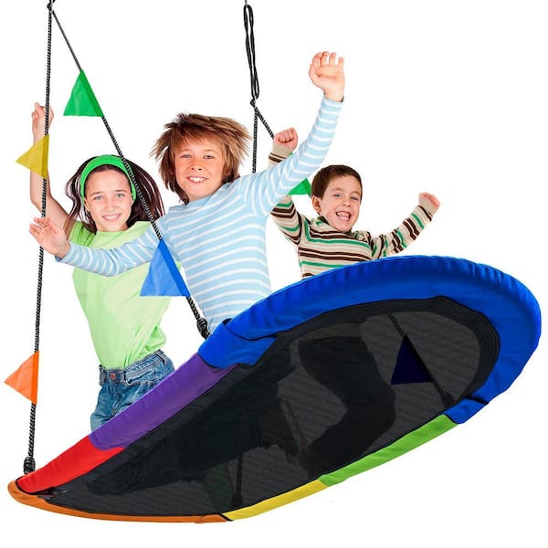 Sorbus 66 in. Disc Swing for Kids Blue Trampoline Net Multi-Person