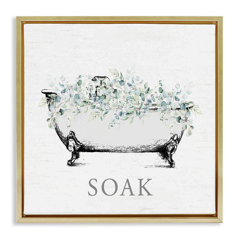 Bathroom Tub with Eucalyptus by Lettered and Lined 1-Piece Gold Floater Frame Nature Graphic Art Print 18 in. x 18 in. price history on PriceWatchPro