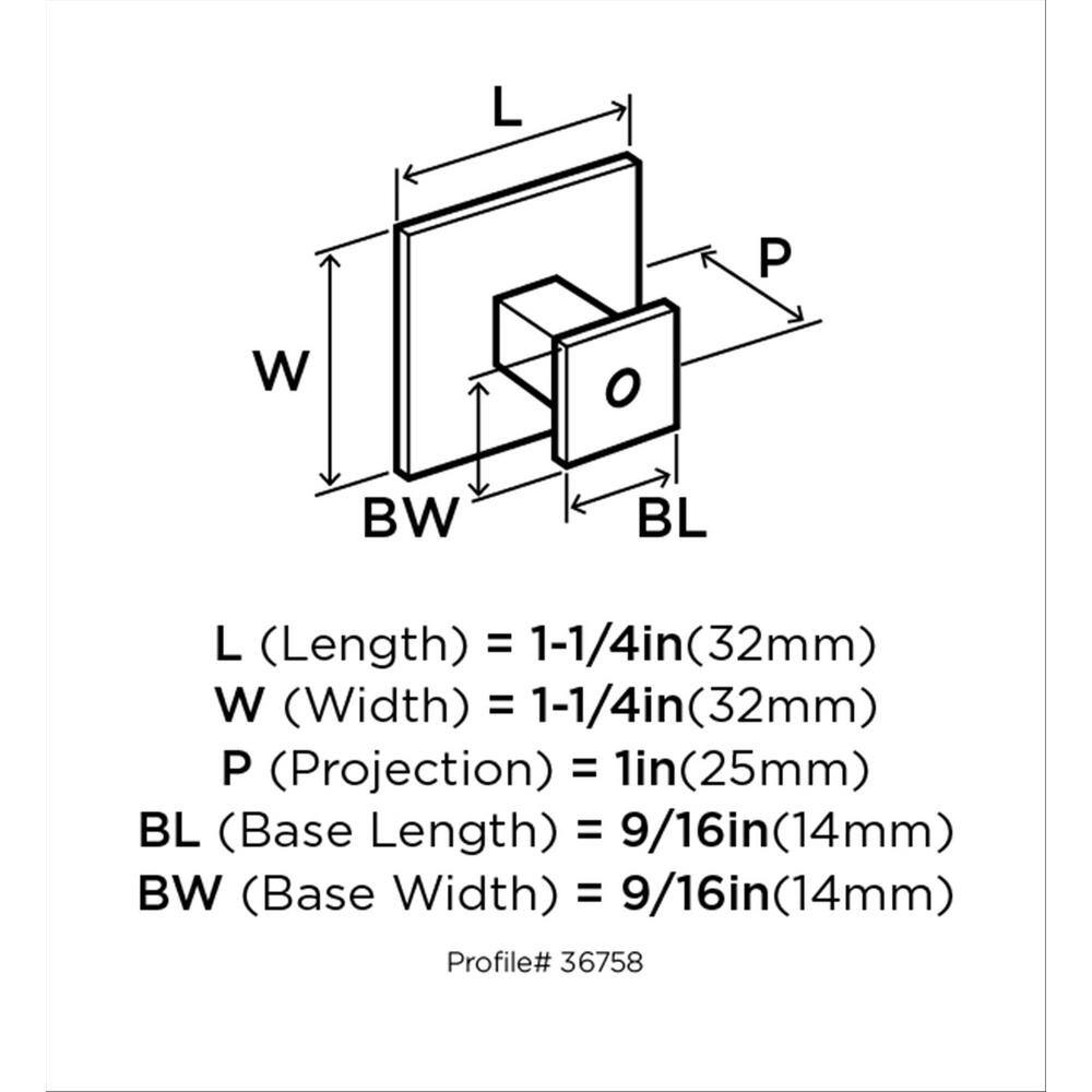 Satin Nickel Square Cabinet Knob with Mounting Hardware