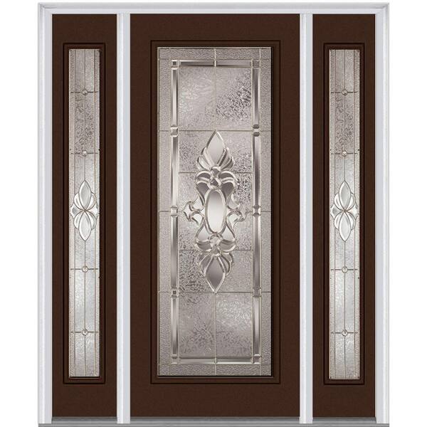 MMI Door 60 in. x 80 in. Heirloom Master Left-Hand Full Lite Decorative Painted Fiberglass Smooth Prehung Front Door w/ Sidelites