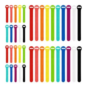 8 in. and 4 in. Hook and Loop Straps for Cord Management Self Gripping Cable Ties in Assorted Colors (40-Pack)