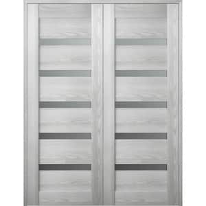 Vona 07-04 48 in. x 80 in. Both Active 5-Lite Frosted Glass Ribeira Ash Wood Composite Double Prehung French Door