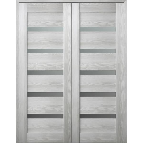 Belldinni Vona 07-04 72 in. x 80 in. Both Active 5-Lite Frosted Glass Ribeira Ash Wood Composite Double Prehung French Door