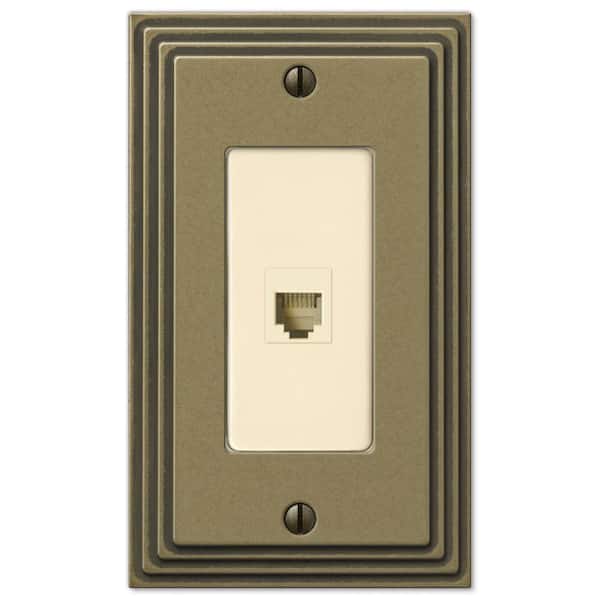 AMERELLE Tiered 1 Gang Phone Metal Wall Plate - Rustic Brass