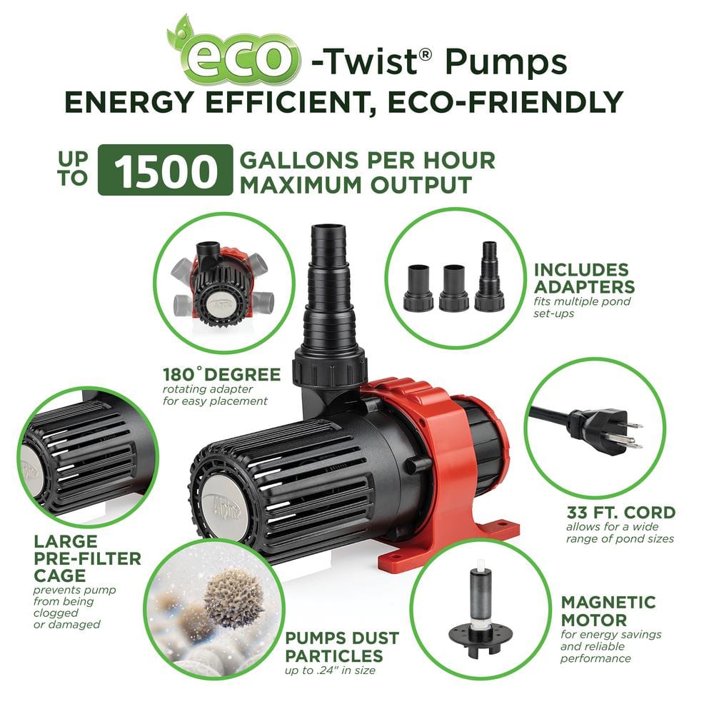 Eco-Twist Energy-Efficient Submersible Pump with 33 ft. Cord