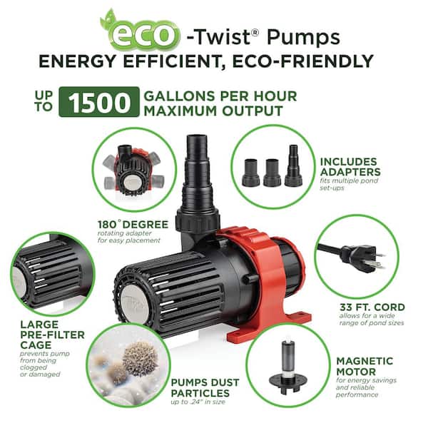 Eco-Twist Energy-Saving Pump 1500GPH with 33' Cord