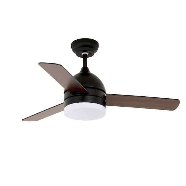 48 in. Indoor Black Ceiling Fan with Integrated LED with Remote Included