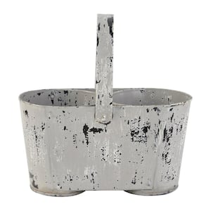 13 in. H x 12 in. W White Metal Vintage Planter