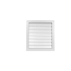 24 in. x 26 in. Vertical Surface Mount PVC Gable Vent: Functional with Brickmould Sill Frame