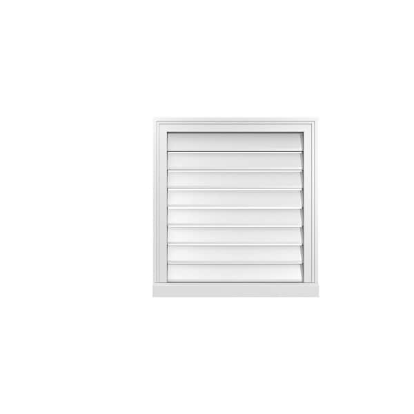 Ekena Millwork 24 in. x 26 in. Vertical Surface Mount PVC Gable Vent: Functional with Brickmould Sill Frame
