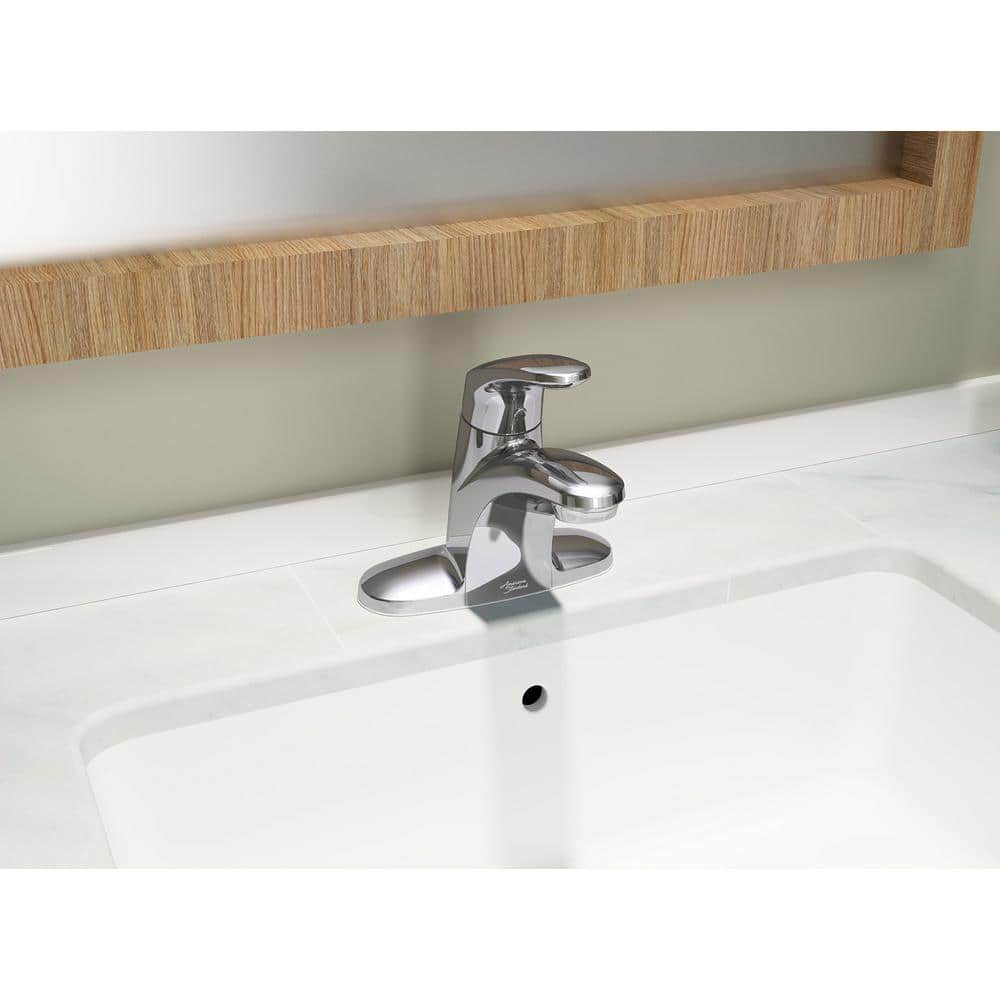 Polished Chrome Single-Handle Bathroom Sink Faucet with Grid Drain