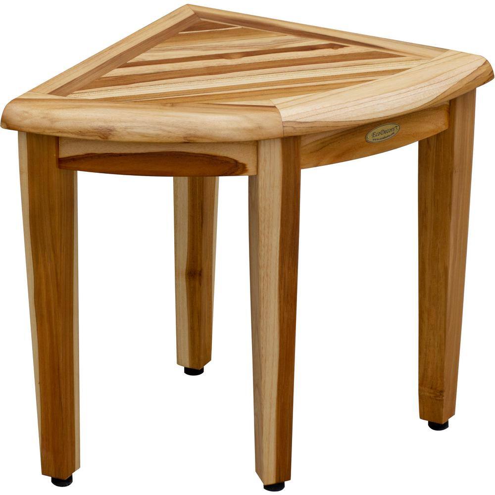 EcoDecors 18" Teak Corner Shower Bench with Adjustable Feet
