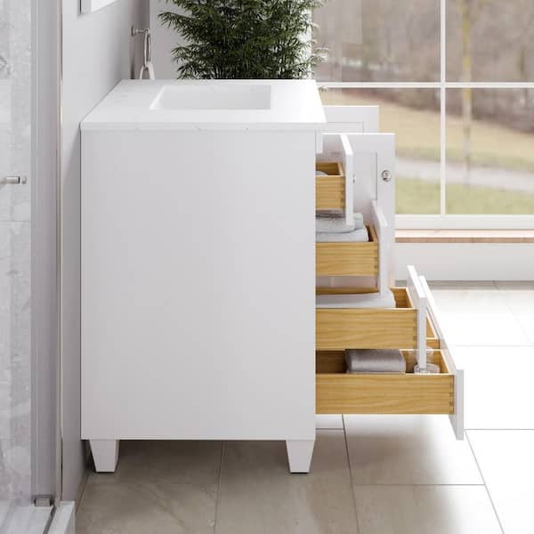 Acclaim 30 in. Single Sink White Bath Vanity with White Carrara Quartz Top (Assembled)