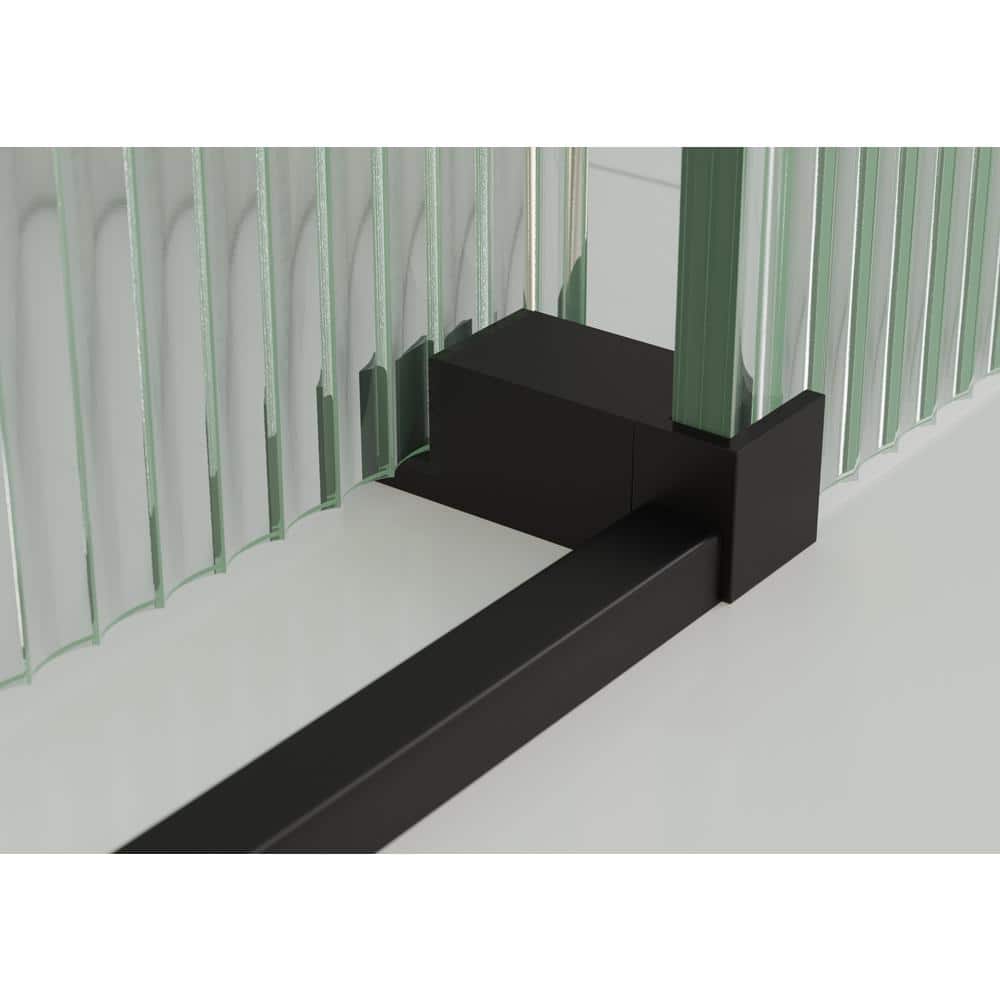 Galaxy 60" Matte Black Frameless Fluted Glass Sliding Bathtub Door